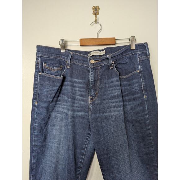 LEVI'S 505 Women's Straight Leg Dark Blue Jeans Size 14M Stretch - Picture 3 of 15